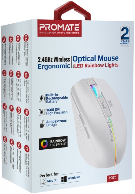 Фото - Мышь беспроводная Promate Kitt.White