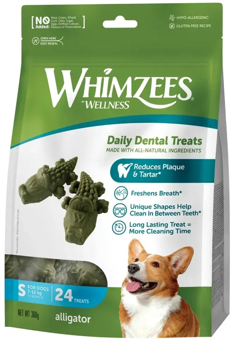 Ласощі для собак Whimzees Alligator у формі Алігатора S 24 шт. (8718627752586)