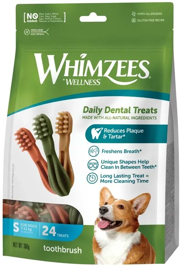 Ласощі для собак Whimzees Toothbrush у формі зубної щітки S 24 шт. (8718627750667)