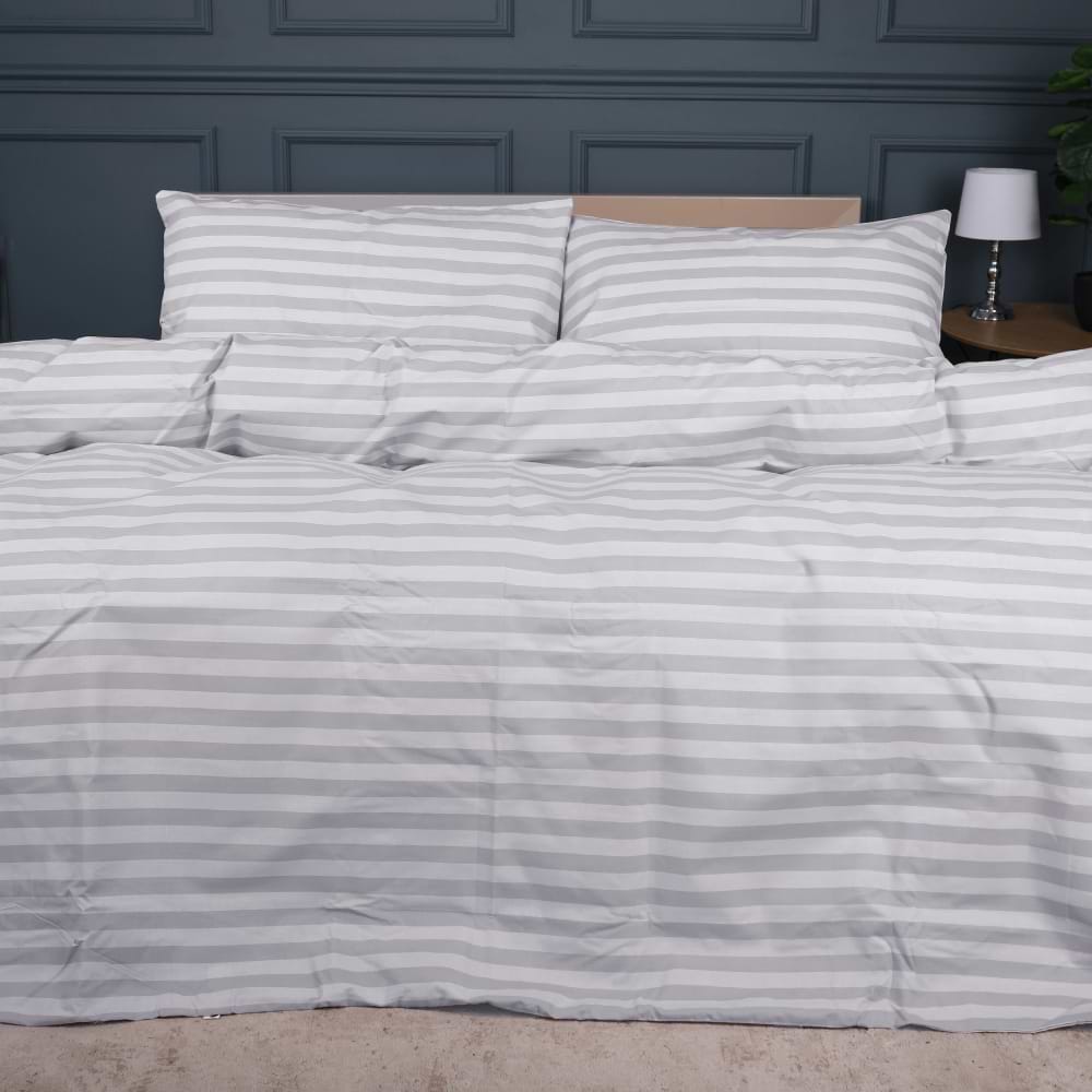 Комплект постельного белья MirSon 160 x 220 Ranforce Elite 17-0600 Stripe White Gray Ранфорс (2200008048631)