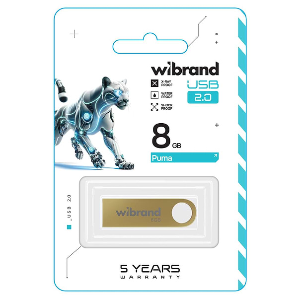 Фото - Флеш USB Wibrand USB 2.0 Puma 8Gb Gold (WI2.0/PU8U1G)