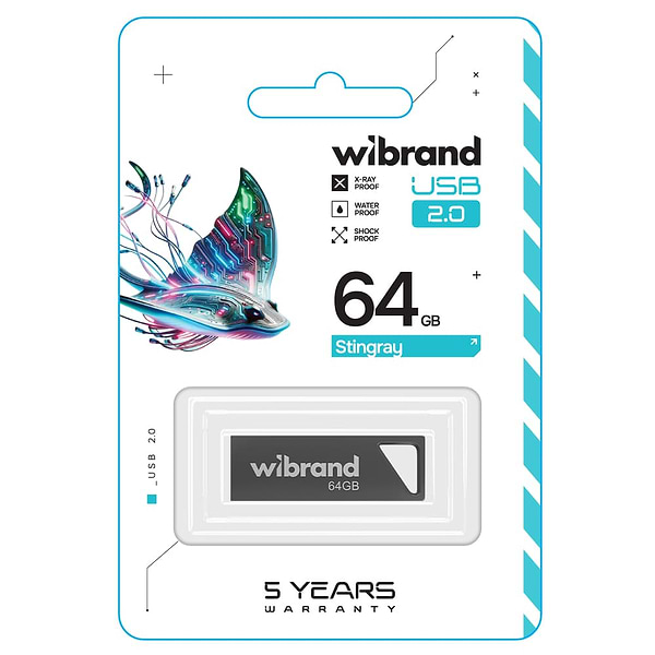 Фото - Флеш USB Wibrand USB 2.0 Stingray 64Gb Grey (WI2.0/ST64U5G)