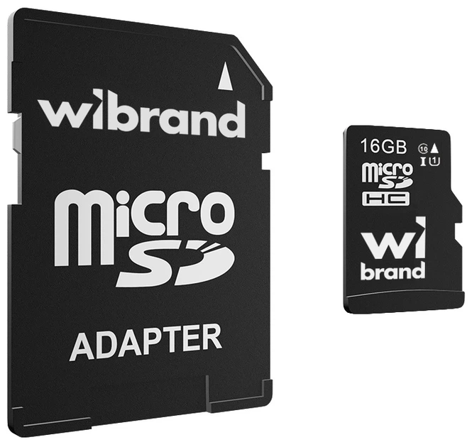 Карта памяти Wibrand 16Gb class 10 adapter SD (WICDHU1/16GB-A)