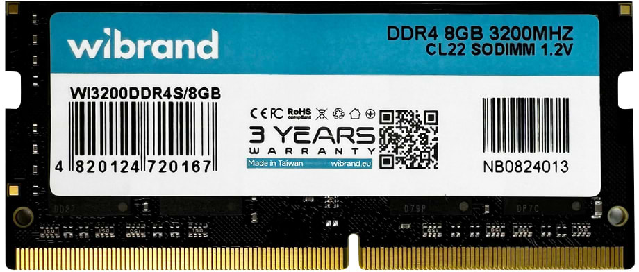 Память DDR Wibrand DDR4 8GB 3200MHz CL22 SODIMM (WI3200DDR4S/8GB)