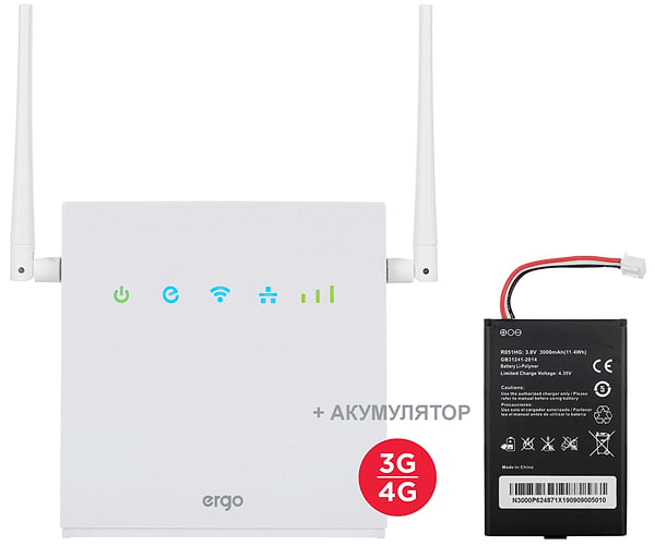 Фото - Маршрутизатор интернет WiFi4+4G Ergo R0516 c АКБ