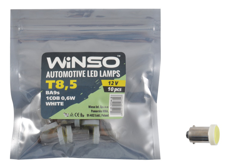 Автолампа Winso 12V COB T8.5 1LED 0,6W white 10 шт.уп. (127140)