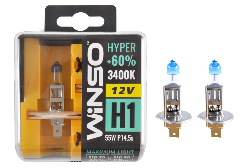 Автолампа Winso 12V H1 HYPER +60% 55W P14.5s SET (712130)