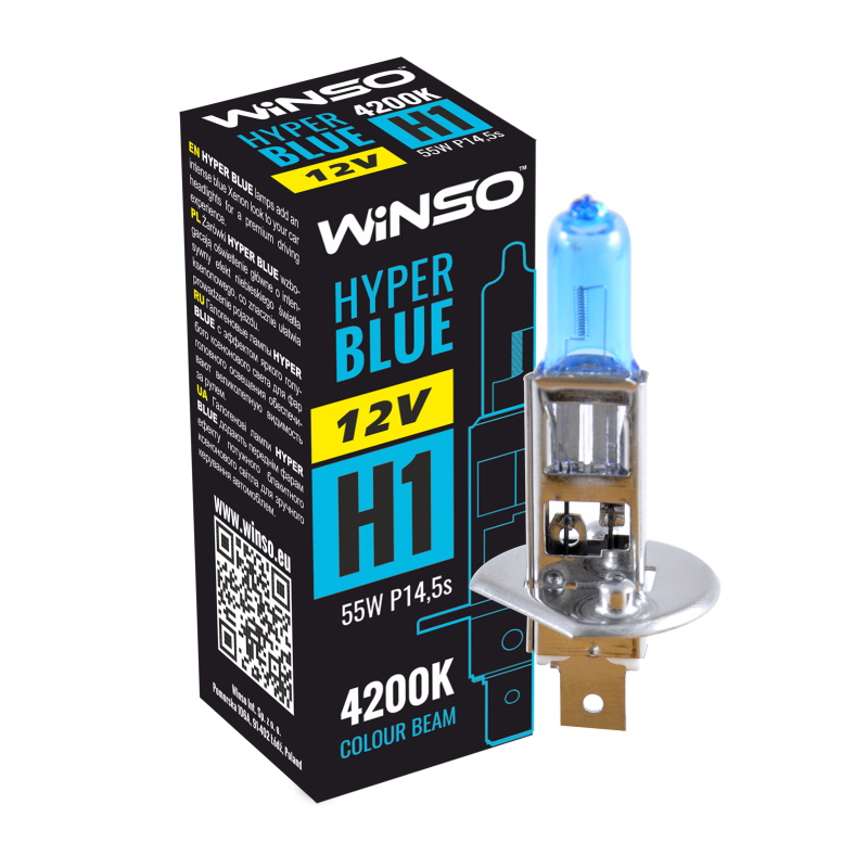 Автолампа Winso 12V H1 HYPER BLUE 4200K 55W P14.5s (712140)