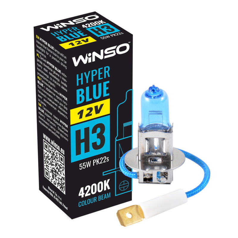 Автолампа Winso 12V H3 HYPER BLUE 4200K 55W PK22s (712340)