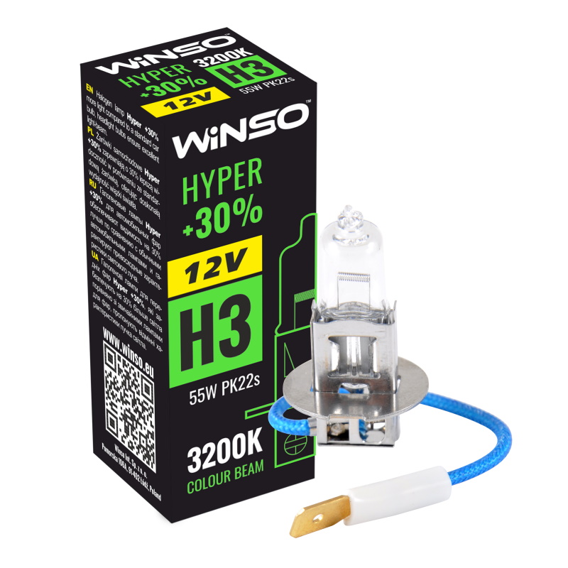 Автолампа Winso 12V H3 HYPER +30% 55W PK22s (712300)