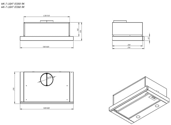 Фото - Витяжка вбудована Akpo WK-7 Light Eco RK 700 White 60