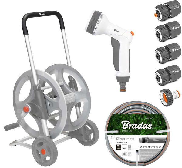 Фото - Візок для шланга BRADAS 1/2" 50 м SILVER PRO SET, WHITE LINE (WL-AG33350SET1)
