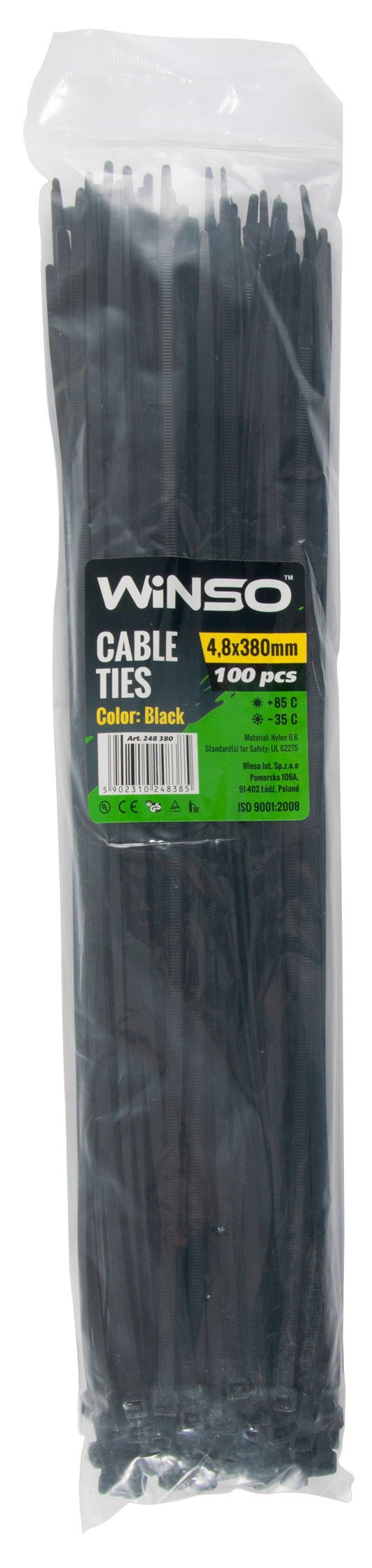 Набор хомутов Winso черные 4,8x380 (248380)