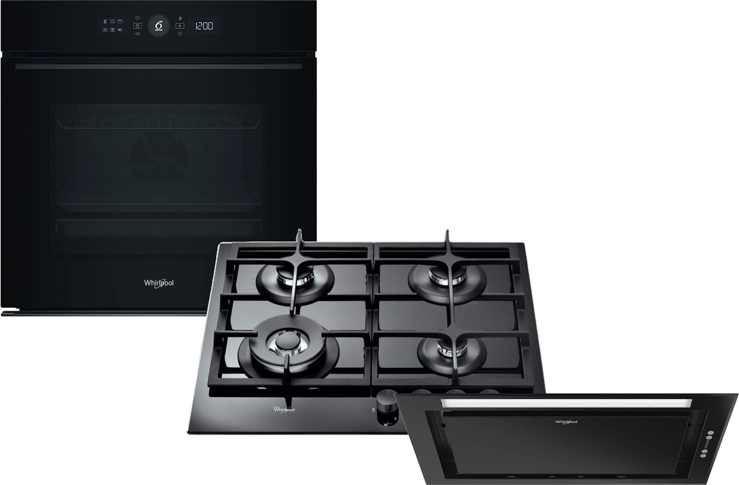 Комплект техніки Whirlpool Духова шафа + Варильна поверхня + Витяжка вбудована Whirlpool WOI5S8CM1SBA + GOA 6425/NB1 + WCT363FLTK