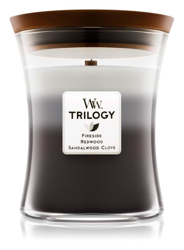 Фото - Свеча стекло Woodwick Medium Trilogy Warm Woods (Теплый лес) 275г (92911E)