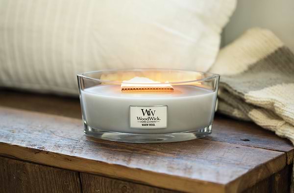 Фото - Свеча стекло Woodwick Ellipse Warm Wool (Теплая шерсть) 453г (1725446E)