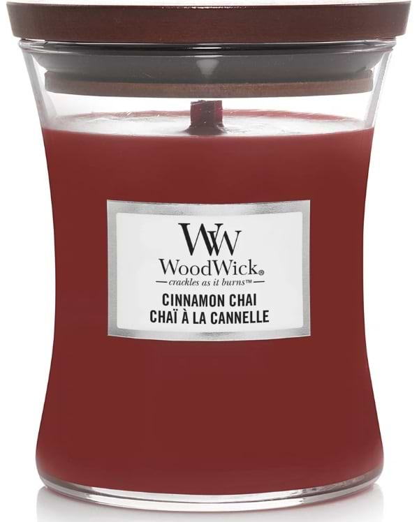 Свеча стекло Woodwick Medium Cinnamon Chai (Чай с корицей) 275г (92104E) - Фото 1