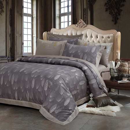 Фото - Комплект постельного белья Word of Dream Лесной Ноктюрн жаккард 200х220 см серый (Т1029)