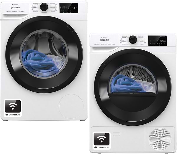 Фото - Комплект техніки Gorenje Пральна машина з фронтальним завантаженням + Сушильна машина Gorenje WPNEI84A1SWIFI/UA + DPNE83GNLWIFI/UA