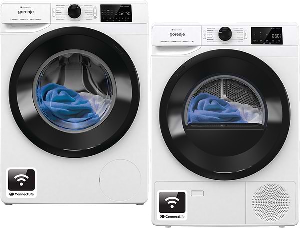 Фото - Комплект техники Gorenje Стиральная машина с фронтальной загрузкой + Сушильная машина Gorenje WPNEI94A1SWIFI/UA + DPNE92GNLWIFI/UA