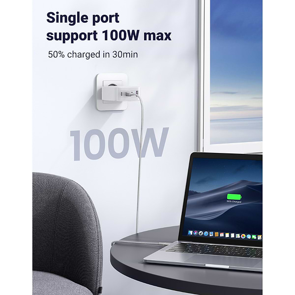 Фото - Мережевий зарядний пристрій UGREEN CD226 Nexode USB-A+3*USB-C 100W GaN Te ch Fast White (15337)