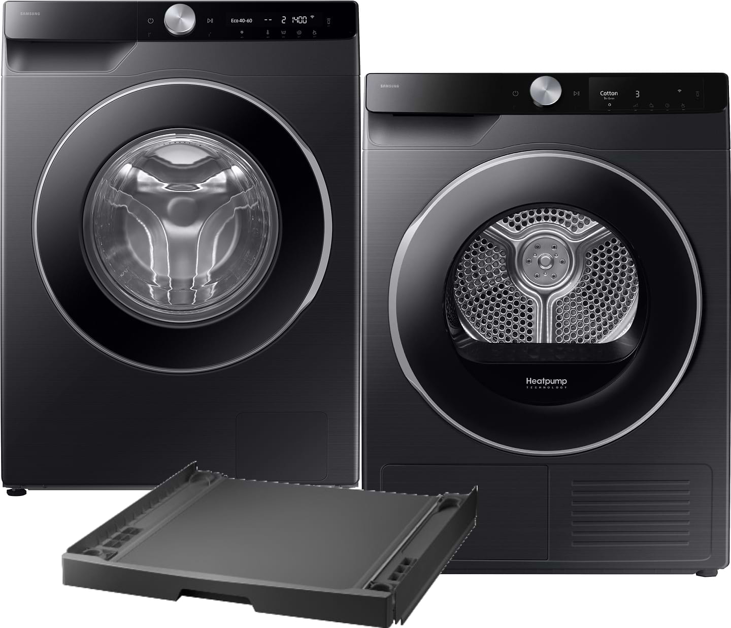 Комплект техники Samsung Стиральная машина с фронтальной загрузкой + Сушильная машина + Комплект креплений для установки в колонну Samsung WW10FG6U9ELBUA + DV90T6240LB/UA + SKK-UDX
