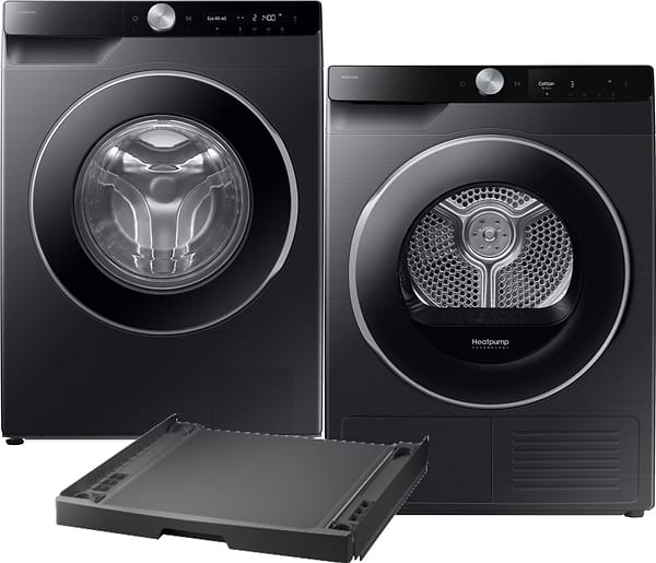 Фото - Комплект техніки Samsung Пральна машина з фронтальним завантаженням + Сушильна машина + Комплект кріплень для встановлення в колону Samsung WW10FG6U9ELBUA + DV90T6240LB/UA + SKK-UDX