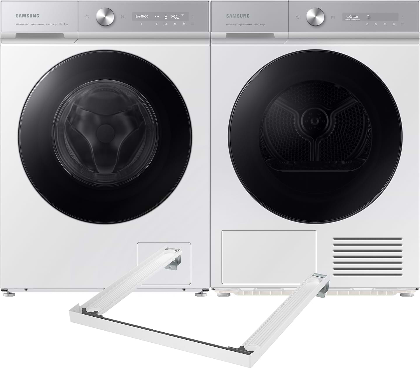 Комплект техники Samsung Стиральная машина с фронтальной загрузкой + Сушильная машина + Комплект креплений для установки в колонну Samsung WW11B1944AGHUA + DV90BB9445GHUA + SKK-SSW