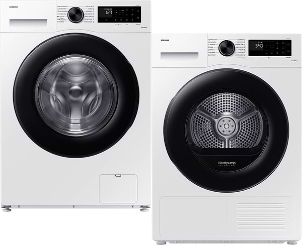 Фото - Комплект техніки Samsung Пральна машина з фронтальним завантаженням + Сушильна машина Samsung WW11DG5B2FAELE + DV90CGC2A0AEUA
