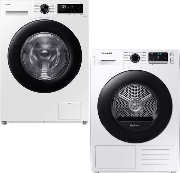 Фото - Комплект техніки Samsung Пральна машина з фронтальним завантаженням + Сушильна машина Samsung WW11DG5B2FAELE + DV90TA040AE/UA