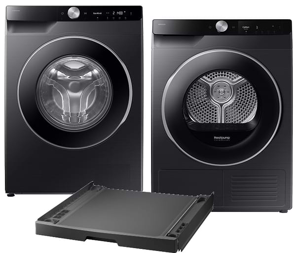 Фото - Комплект техники Samsung Стиральная машина с фронтальной загрузкой + Сушильная машина + Комплект креплений для установки в колонну Samsung WW11DG6B25LBUA + DV90T6240LB/UA + SKK-UDX