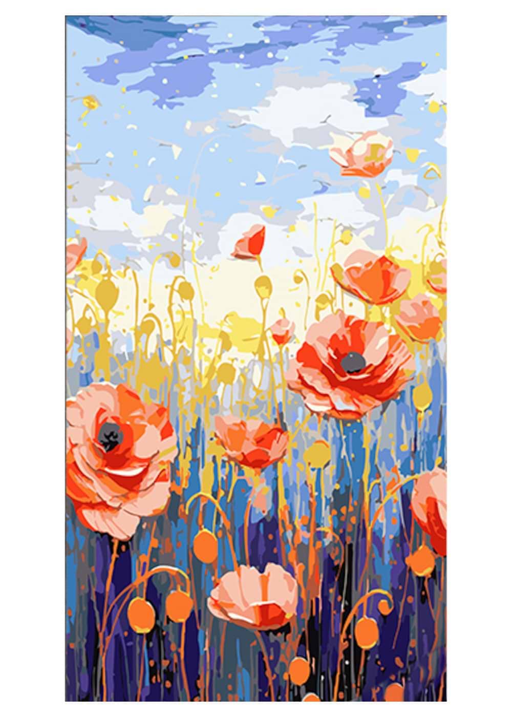 Картина по номерам Strateg Пышное цветение маков в поле 50х25 см (WW150) - Фото 1