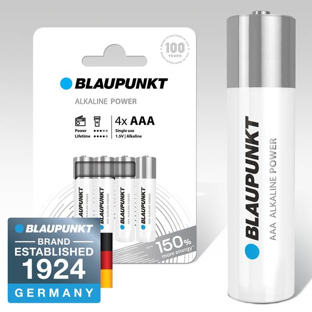Батарейка тип AAA Blaupunkt Alkaline AAA pack 4 pcs (LR03BPO/4CP) - Фото 1