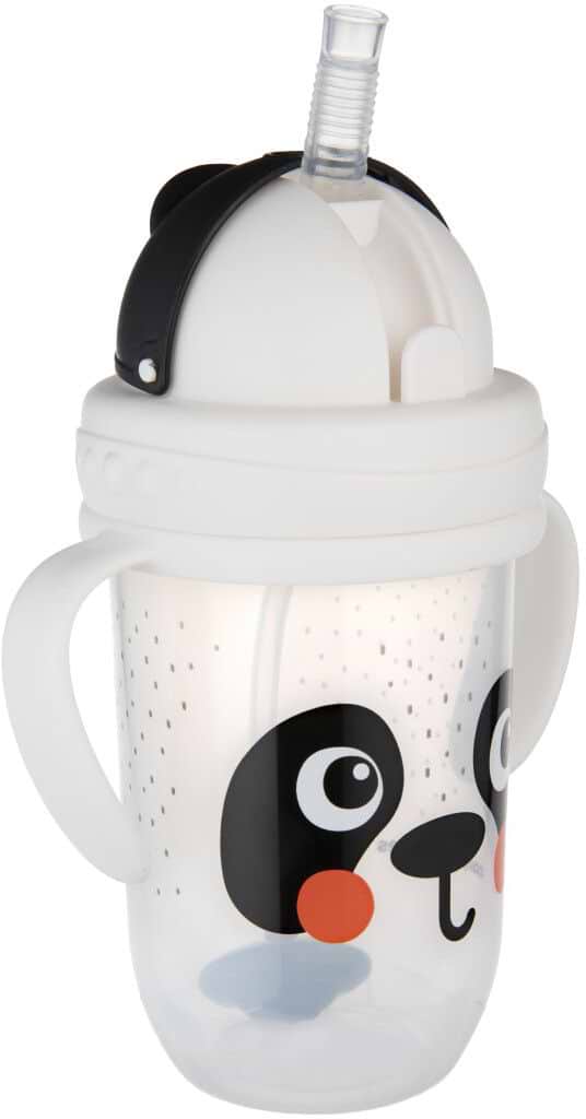 Фото - Поїльник-непроливайка дитячий Canpol babies з трубочкою і обтяжувачем 270 мл BabiesBoo - панда (56/617_whi)