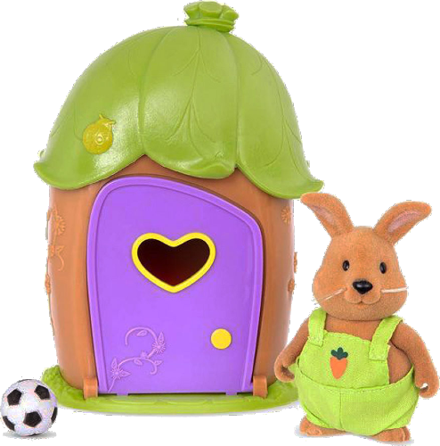 Коллекционные фигурки Li'l Woodzeez Домик c сюрпризом (зеленая крыша, 1 фигурка кролика, 1 аксессуар) (WZ6604Z)