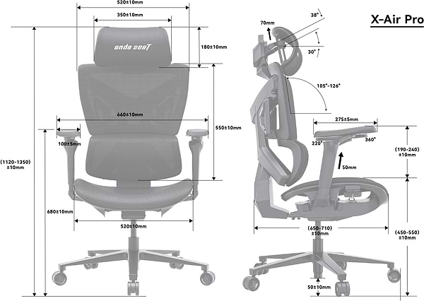 Фото - Кресло для геймеров Anda Seat X-Air Pro Size XL Mesh Gray Twilight (AD-WY-01-GGSP-G01)