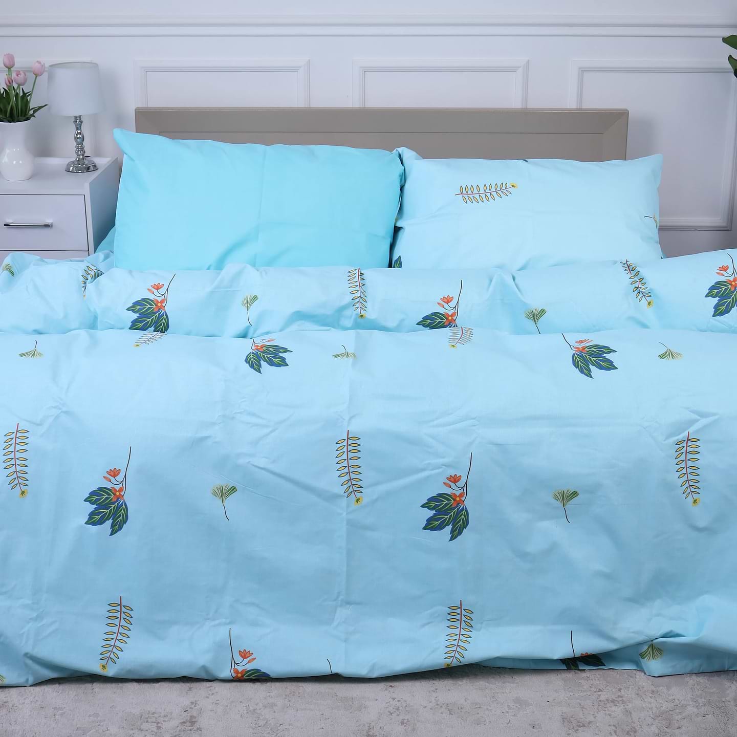 Комплект постельного белья MirSon King Size 220х240 см Ranforce Elite 17-4736 Green leaves (2200008926496)