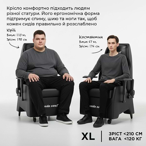 Фото - Крісло для геймерів Anda Seat X3 Gaming Sofa Black PVC (AD-W-SF03-04-B-PV)