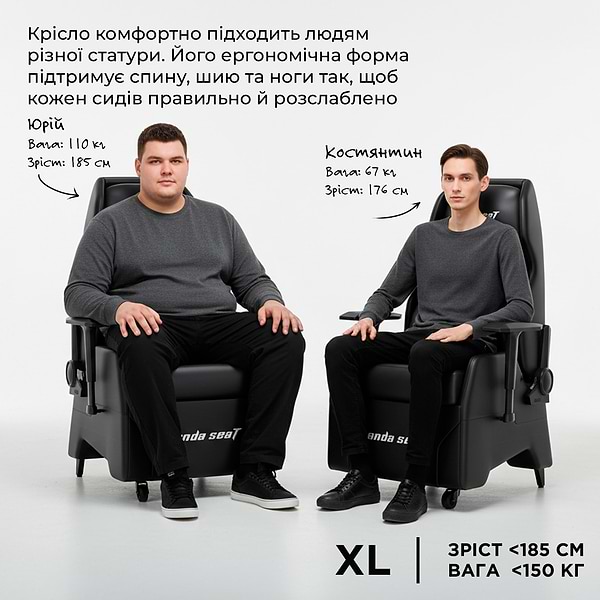 Фото - Кресло для геймеров Anda Seat X3 Gaming Sofa Black PVC (AD-W-SF03-04-B-PV)