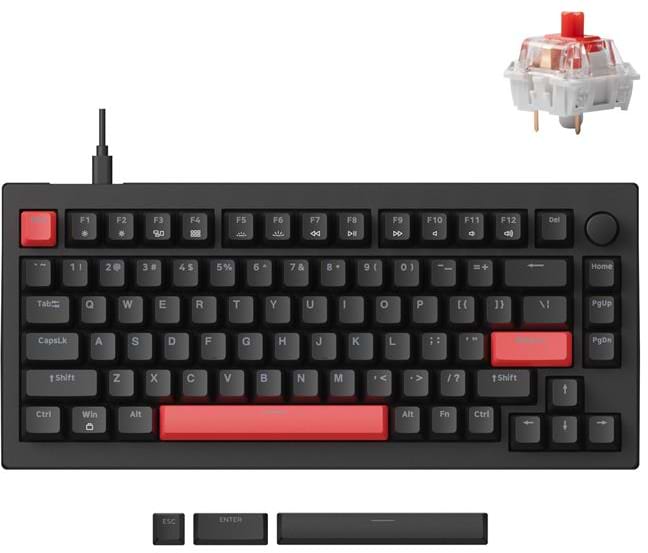 Клавіатура дротова ігрова Lemokey X4 84Key, Keychron Red, USB-A, QMK/VIA, EN/UKR, Red led, Black (X4-A1-UA)
