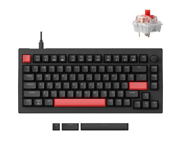 Фото - Клавіатура дротова ігрова Lemokey X4 84Key, Keychron Red, USB-A, QMK/VIA, Hot-Swap, EN/UKR, RGB Black (X4-H1-UA)