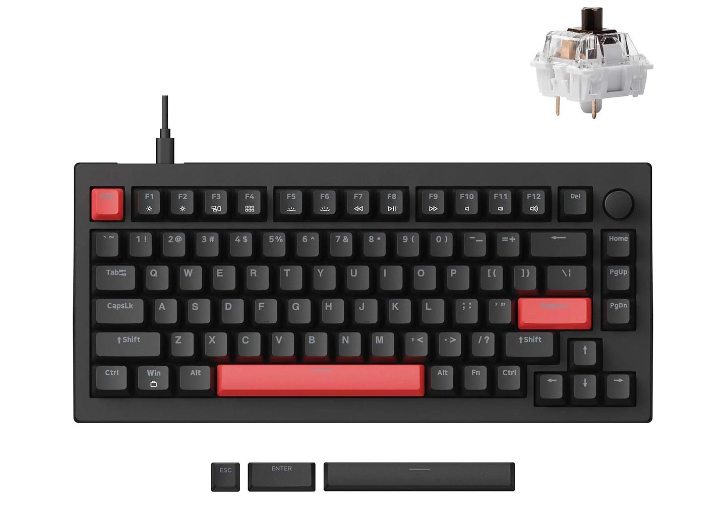 Клавіатура дротова ігрова Lemokey X4 84Key, Keychron Brown, USB-A, QMK/VIA, Hot-Swap, EN/UKR, RGB Black (X4-H3-UA) - Фото 1