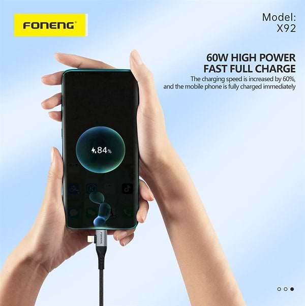 Фото - Кабель синхронізації даних Foneng X92 4-in-1 (60W) USB/USB-C - USB-C/Lightning 1m Black (X92-CA-FIO)