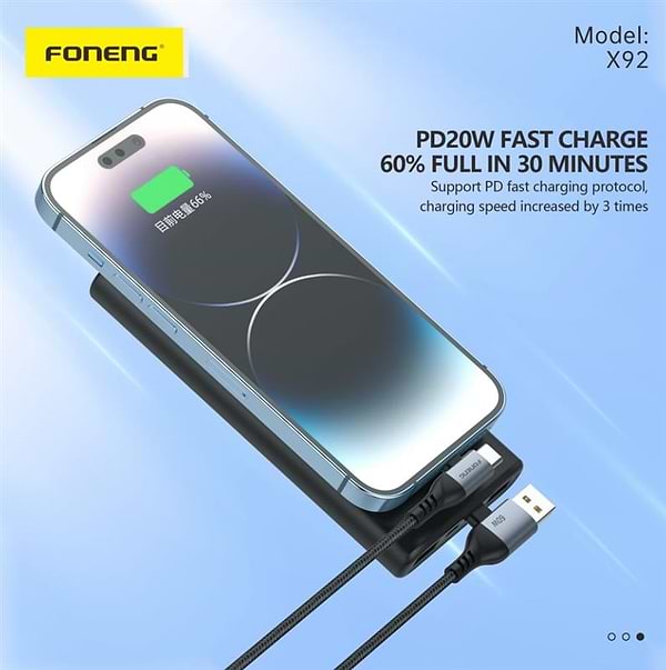 Фото - Кабель синхронізації даних Foneng X92 4-in-1 (60W) USB/USB-C - USB-C/Lightning 1m Black (X92-CA-FIO)