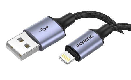 Кабель синхронізації даних Foneng X95 Metal Head Braided Cable (3A) USB - Lightning 1.2m Black (X95-CA-IP)