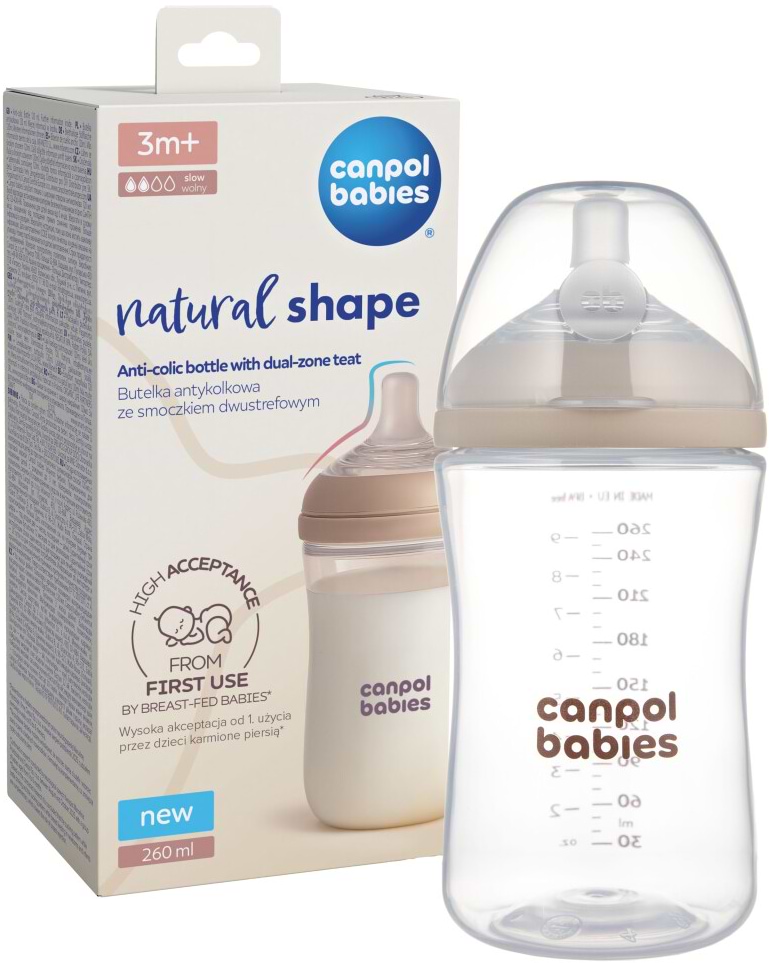 Пляшка для годування Canpol babies Natural Shape з соскою Dual-zone 260 мл (35/401)