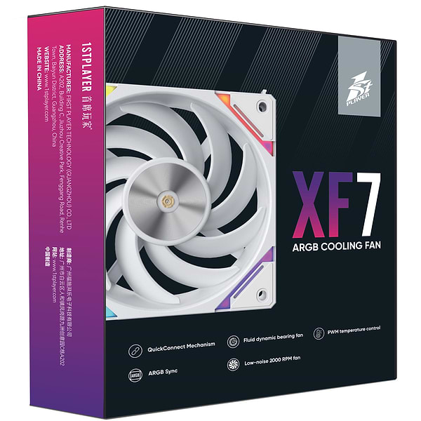 Фото - Корпусний вентилятор 1stPlayer XF7 White (XF7-WH-1IN1)