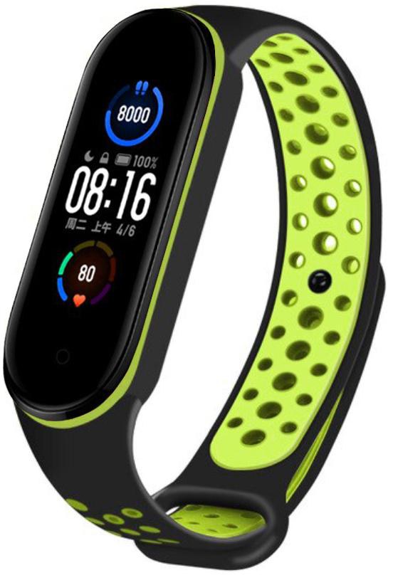Фото - Ремінець для фітнес-браслету XOKO Sport for Xiaomi Mi Band 5/6/7 Black/Green (XK-BND-SP-BKGRN)