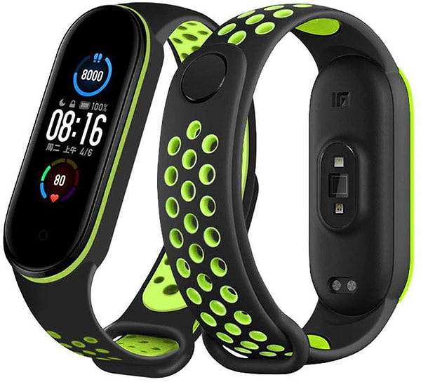 Фото - Ремінець для фітнес-браслету XOKO Sport for Xiaomi Mi Band 5/6/7 Black/Green (XK-BND-SP-BKGRN)