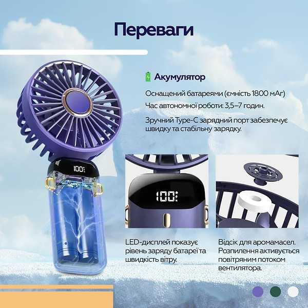 Фото - Вентилятор портативний XOKO F03 Green (XK-F03-GR)
